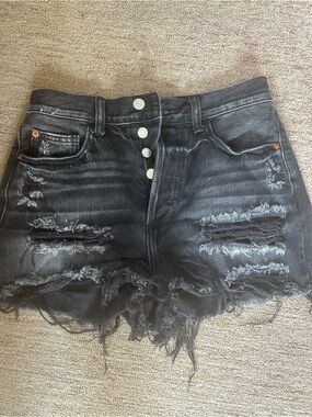 Cello Black Distressed High-Rise Jean Shorts